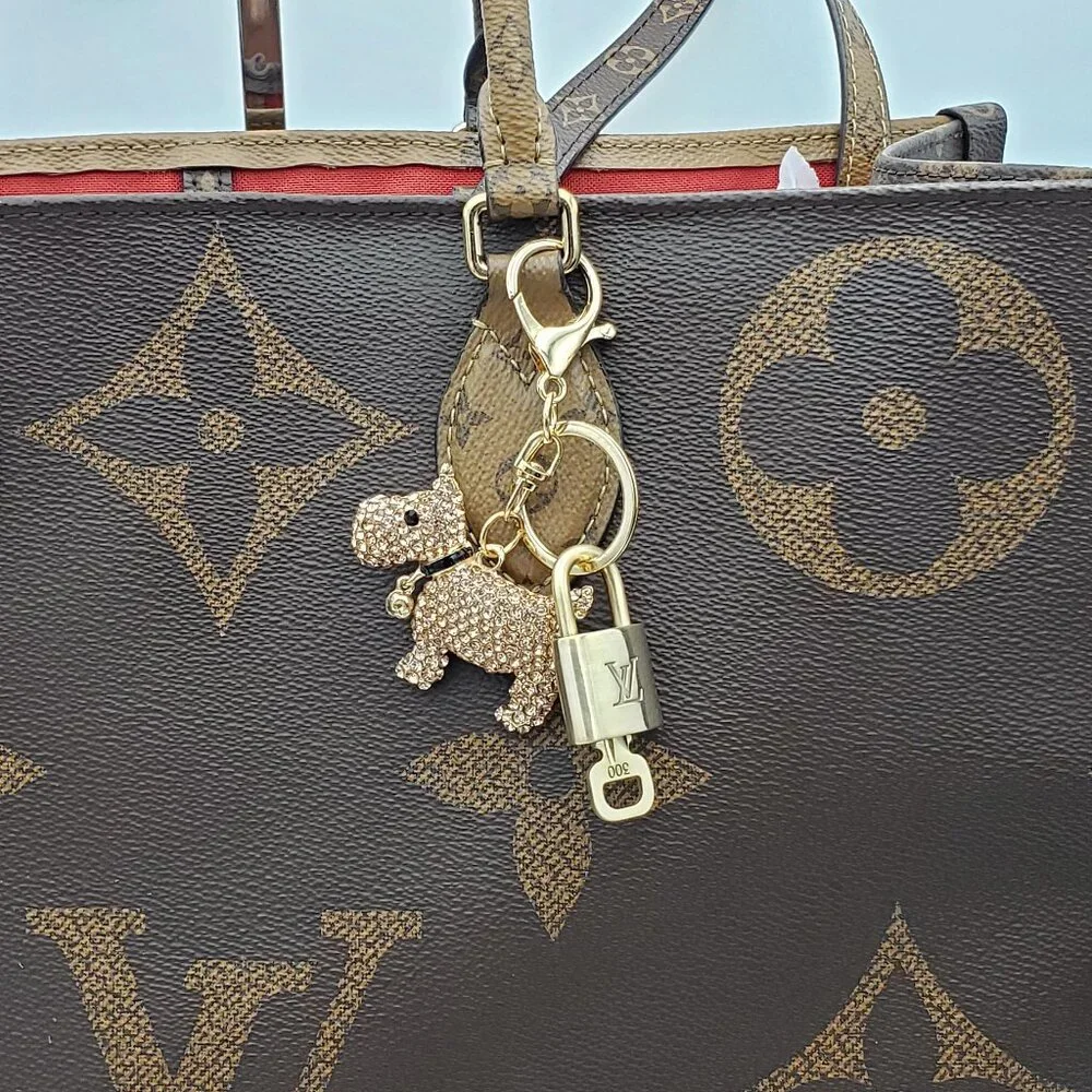 Authentic Louis Vuitton Lock & Key with Unbranded Puppy Charm, Keychain